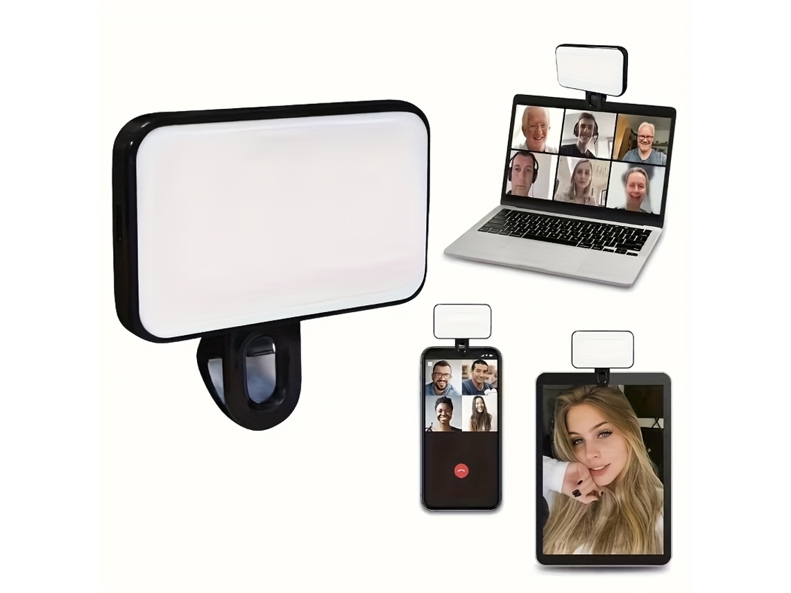 Anel de Luz Recarregável Portátil com Três Modos de Iluminação, Ângulo Ajustável, Frontal e Jogador de Configuração Traseira STELASPLEN