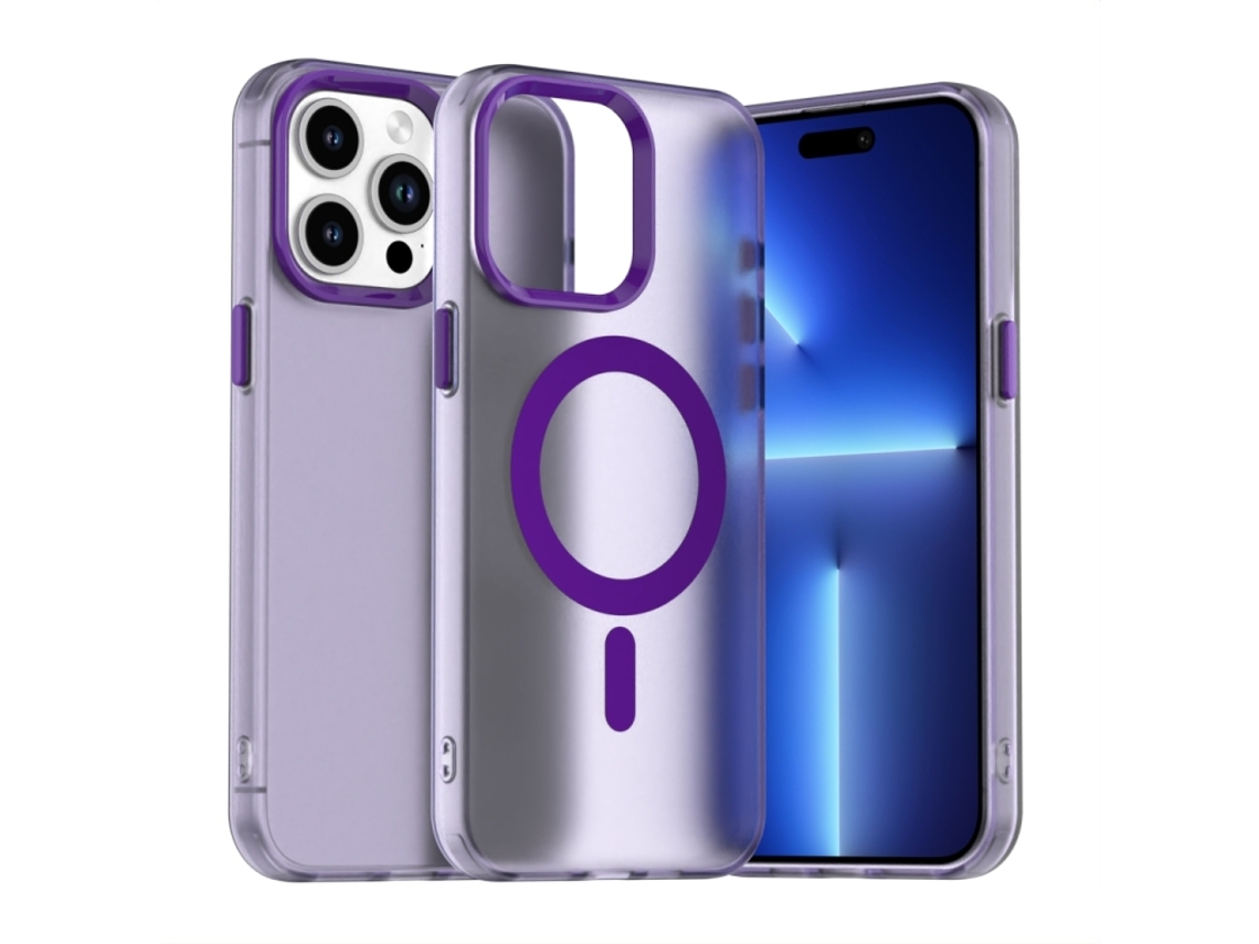 Capa Híbrida Para Iphone 15 Pro Max - Pc E Tpu Com Magsafe | Candy Design - Roxa