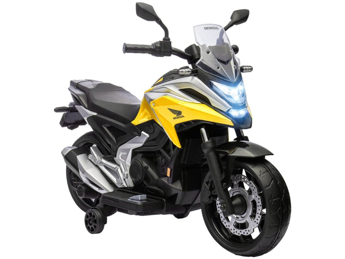 Motocicleta Elétrica Infantil Honda Luzes Música Amarela
