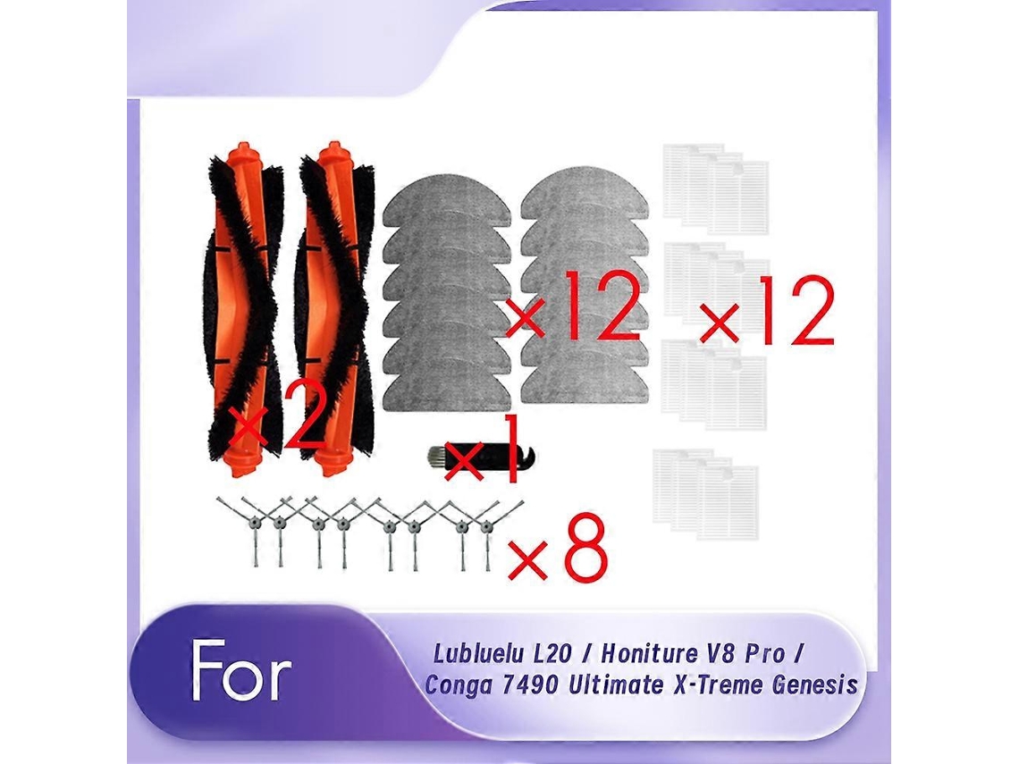 Kit Com 35 Peças De Reposição Para O Robô Aspirador L20 / V8 Pro / 7490 Ultimate X-treme._ptg