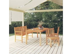 Jogo 4 Peças Jantar P/ Jardim Madeira Teca Sólido Dkd Home Decor