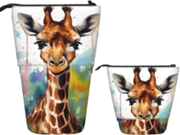 Case Trousse Crayons Télescopique Cute Giraffe Watercolor Cosmé Boite Crayon Fournitures Peil