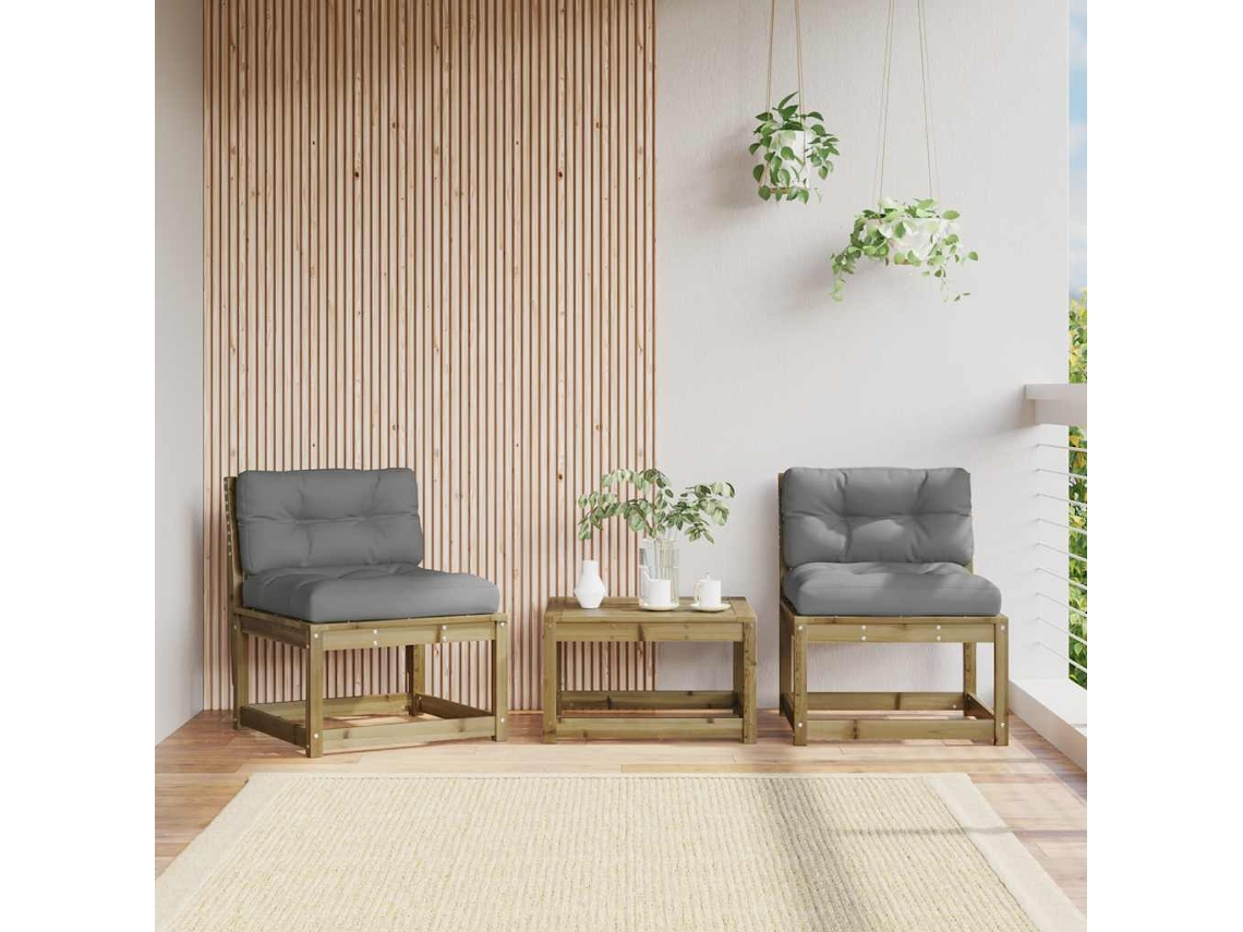 Vidaxl Sofás De Jardim C/ Almofadões 2 Pcs Pinho Impregnado