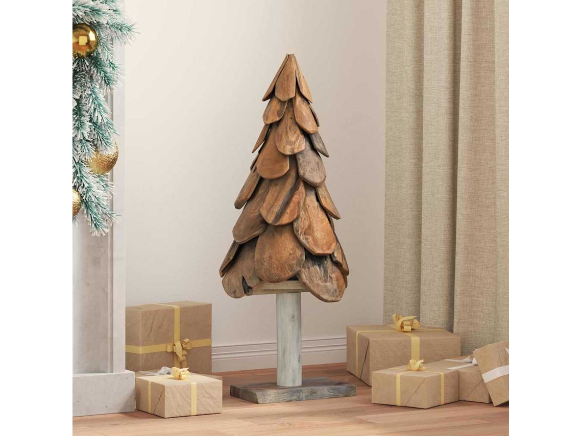Vidaxl Árvore De Natal Castanho 91 Cm Madeira De Teca Maciça