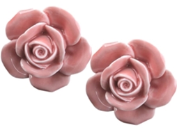 Puxador De Cerâmica Rosa Com Parafuso Metal, Para Porta E Lixeira