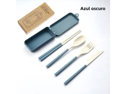 Conjunto de Talheres Portáteis de Quatro Peças , Feitos de Plástico Pp Ecológico, Desmontáveis. MDUG (azul Escuro)