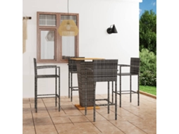 Vidaxl 5 Pcs Conjunto De Bar Para Jardim Cinzento