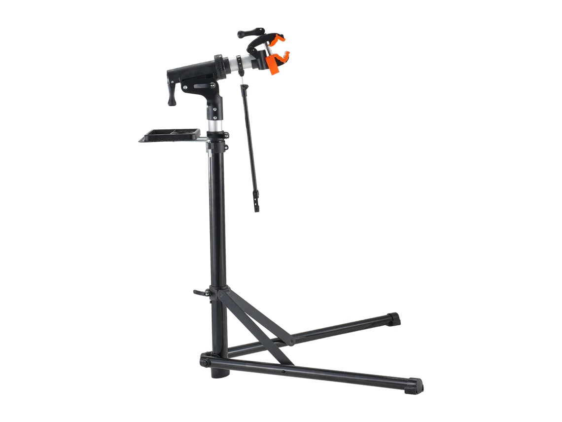 Suporte Dobrável para Oficina de Bicicletas com Carga 30 Kg, Reparo Altura Ajustável, Braçadeira Giratória 360° Ferramentas Manutenção