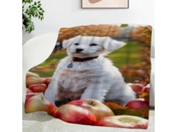 Manta Shepherd Dog com Estampa de Maçã 220x240 Cm Multifuncional Macia e Aconchegante em Flanela Ideal para Ca