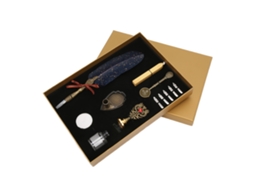 Conjunto Pluma Estilo Europeo Retro Británico Con Dorado para Regalos de Profesores, Mayores Y Amantes de Azul Marino