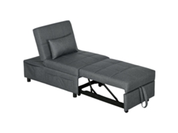 Sofá-cama De 1 Lugar Com Sofá E Encosto Ajustável, Na Cor Cinza, Com Assento E Travesseiro Acolchoados