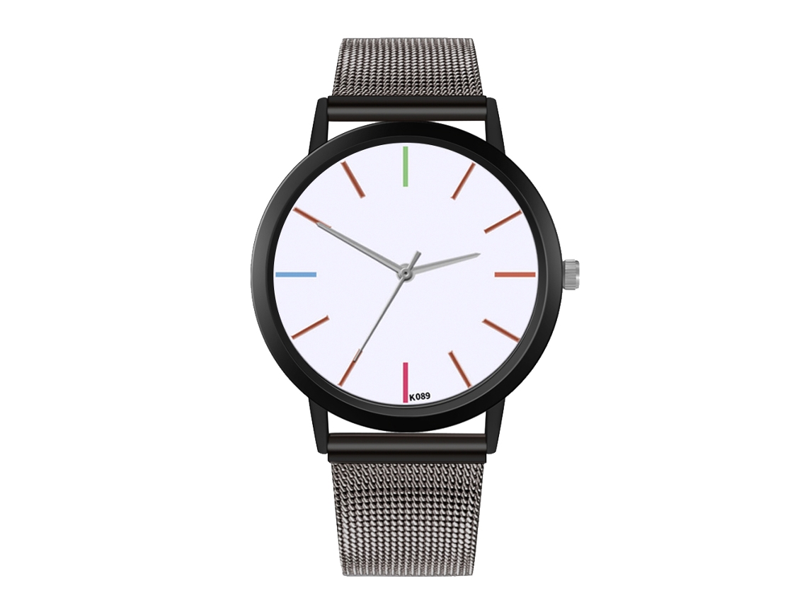 Relógio Analógico de Pulso Zhoulianfa com Pulseira de Malha Estilo Simples Elegante Gunmetal