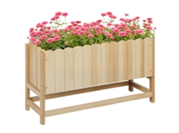 Vaso Vertical de Madeira com Furo de Drenagem e Revestimento Interno (86x30x50 cm) BTFORUS