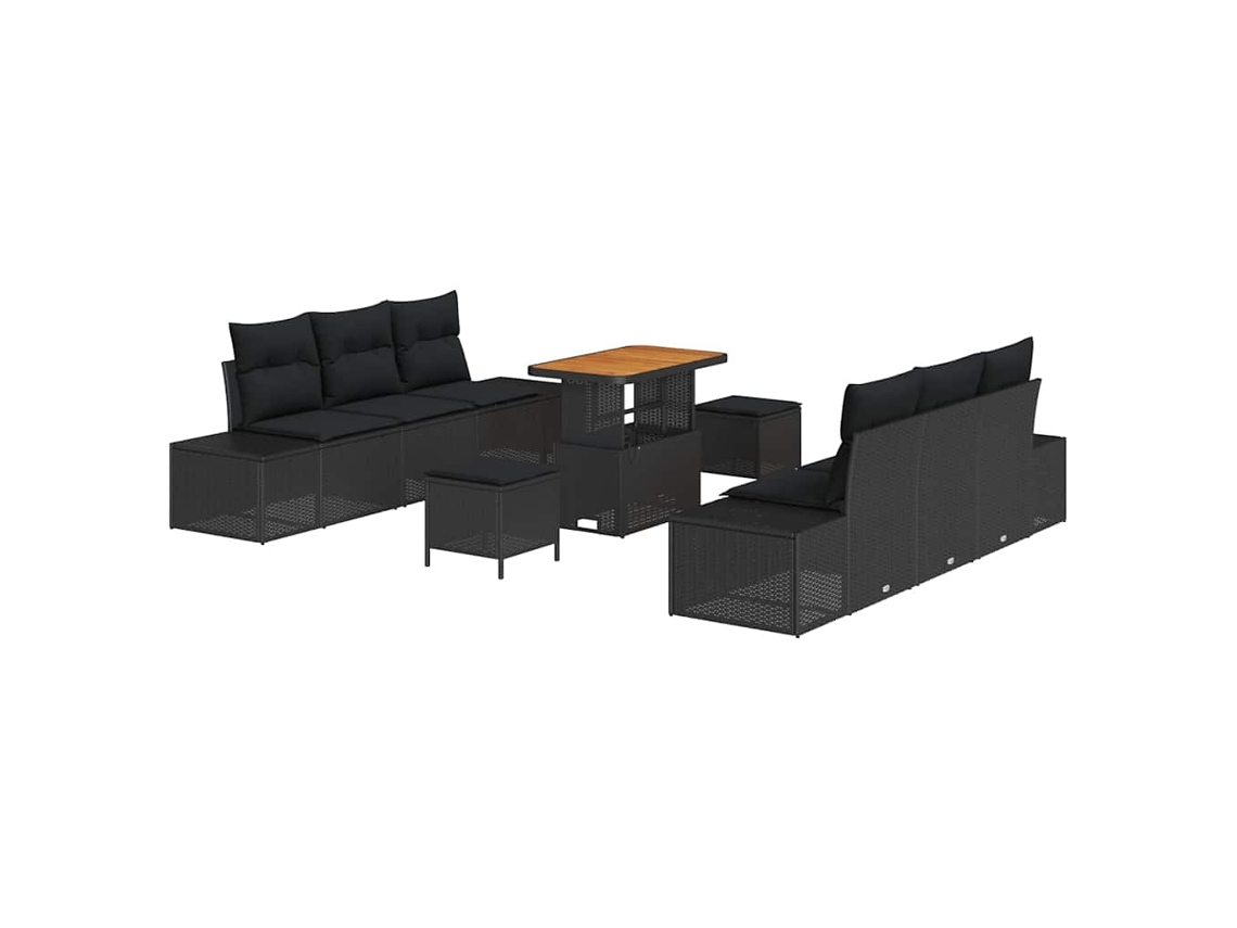 Maison Exclusive - Conjunto De Sofá De Jardim 9 Pcs Preto Rattan Sintético