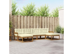 Vidaxl Conjunto De Sofás Para Exterior 6 Unid. Natural E Creme