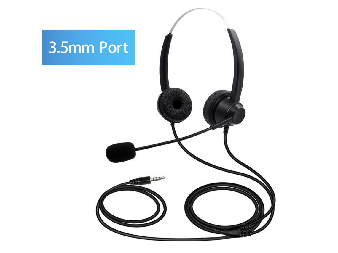 Fones De Ouvido Com Microfone Para Pc Com Fio 3.5mm, Diadema Dupla, Escritório, Centro De Chamadas, Jogos, Videoconferências