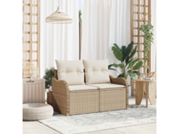 Vidaxl Sofá De Jardim Com Almofada Bege 121 X 62 X 69cm Vime Pe