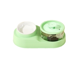 Conjunto 2 Em 1 De Comedouro E Bebedouro, Acabamento Verde, Para Refeições E Hidratação Diária