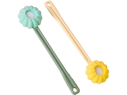 Conjunto De 2 Escovas Banho Silicone Anneome, Amarela E Verde, Com Cabo Longo Para Esfoliação Suave E Massagem, Ideal