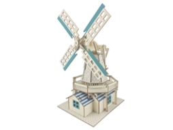 Modelo 3d Em Madeira. Moinho De Vento Holandês. 77 Peças. 26x21x37 Cm.