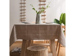 Toalha De Mesa De Algodão E Linho Resistente Para Mesas Retangulares, Toalha De Mesa Com Bordado De Treliça Sólida Para Decoração De Mesa De Cozinha.