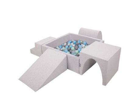 KIDDYMOON Parque Infantil de Espuma com Banheira de Bolas Quadrada 300 Bolas Fossos de Bolas para Bebés Cinzento Claro: Pérola/Cinzento/Transpare