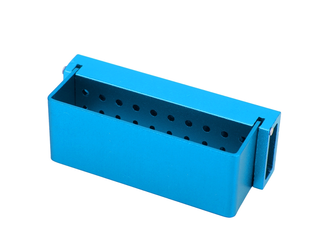 Caja De Desinfección De Brocas Dentales De Acero Inoxidable Con 30 Agujeros Portabrocas Azul - Herramienta Dental