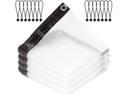 Tarps With Grommets, Plastic Tarpaulin, Thicken Waterproof Transparent Plastic Tarp For Patio Enclosures Winter
