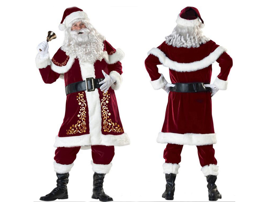 Trajes de Natal Conjunto Completo de Roupas de Papai Noel 4Xl