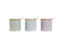 Açucareiro Dkd Home Decor Azul Verde Lilás Bambu Dolomita 7,5 X 7,5 X 7,5 Cm (3 Unidades)
