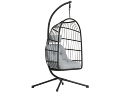 Conjunto lounge jardim 5 peças em polyrattan, 3 poltronas, mesa de vidro, puff, com almofadas removíveis QINGYU TECH