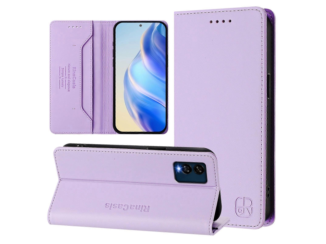 Capa De Couro Para Celular Rc01 Com Dupla Dobra Magnética E Rfid