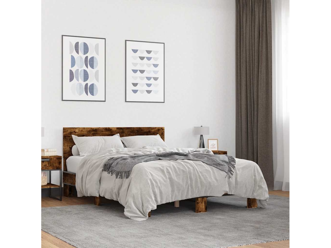 Vidaxl Estrutura Cama 140x190 Cm Derivados De Madeira/metal