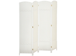 Divisória Interna de Madeira com 4 Painéis Dobráveis, 160x170 Cm Branco | S/MARCA