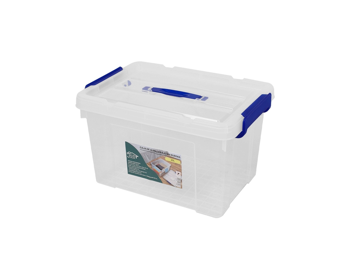 Cajas De Almacenaje Ordenación De Plástico Transparentes Con Tapa Azul | Con Y Sin Ruedas | Ropa, Libro, | Juguestes 25l Pack 6 Uds