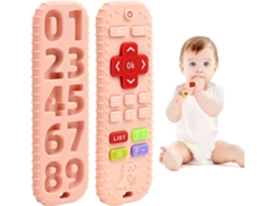 Mordedor de Silicone de Controle Remoto para Bebês de 3 a 12 Meses, Alivia o Desconforto da Dentição,rosa GERTIZ