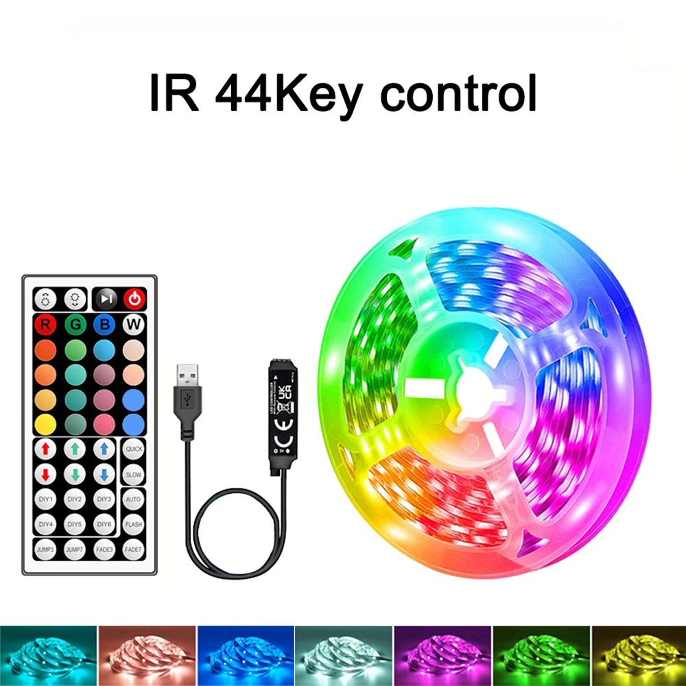 Fita De Led Rgb Flexível (44 Teclas, 5 M - 16,4 Pés), Ideal Para Iluminação De Fundo De Tvs Em Quartos.