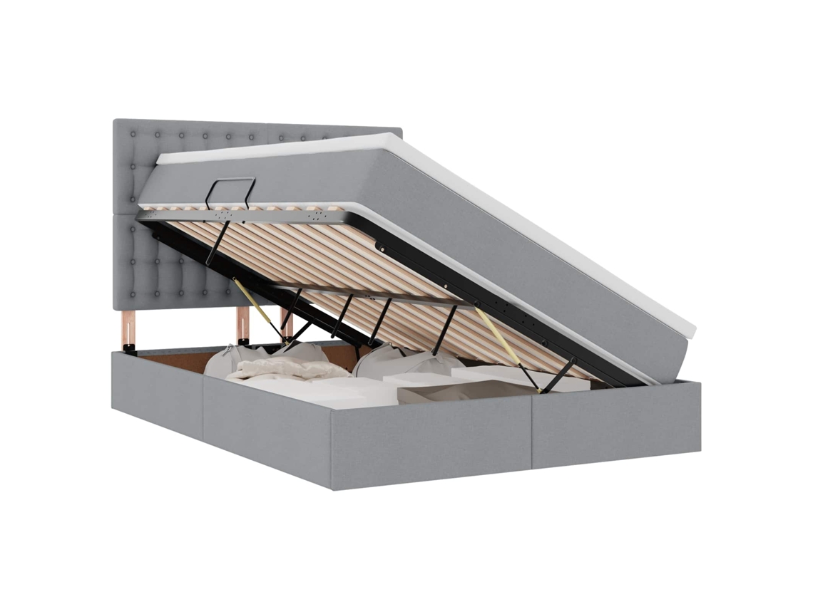 Conjunto 1 Estrutura Da Cama Vidaxl Cinzento-claro Tecido (140 X 190 Cm)