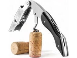 Abridor de Vinho Premium 3 em 1 para Sommelier, com Sacador de Rolha Espiral e Abridor de Garrafa, em Aco Inox e Ebano ZYBLSSBB