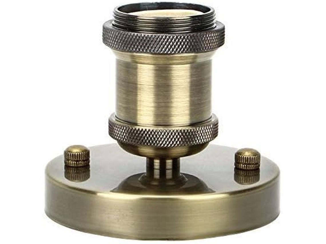 Suporte De Lâmpada E27 Linjou Vintage Adaptador De Cerâmica Antiga Para Teto, Bronze, 1 Pacote Bronze
