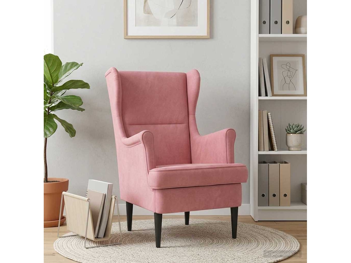 Vidaxl Poltrona Rosa Veludo