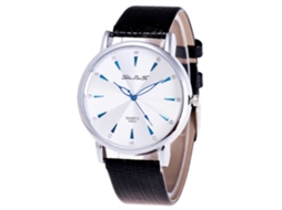 Reloj De Cuarzo Con Correa De Cuero Pu, Dial Redondo, Moda, Para Mujer (negro)