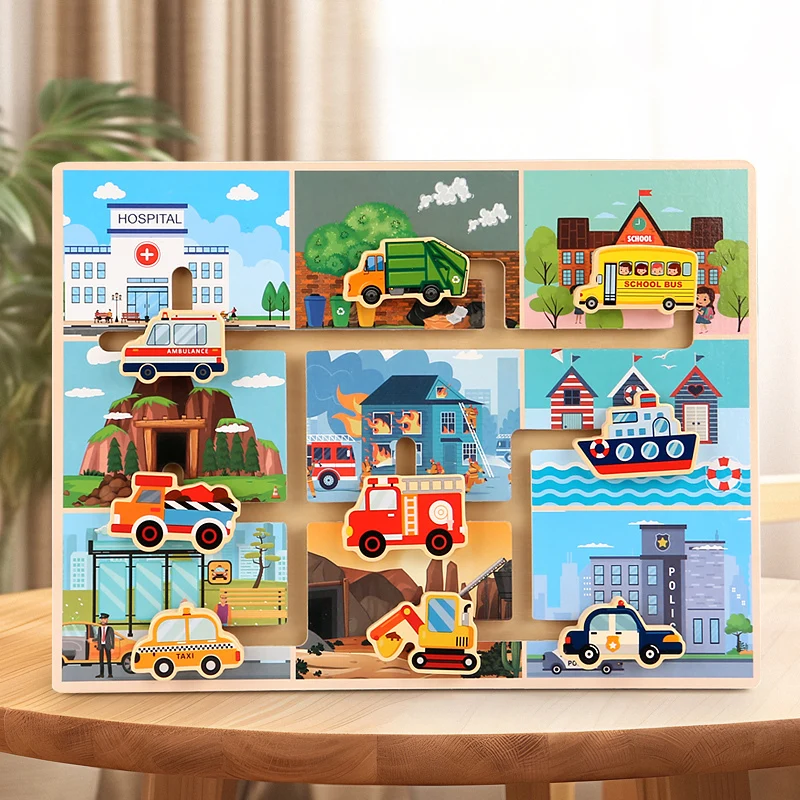 Brinquedos De Madeira, Deslizando Quebra-cabeças, Montessori Labirinto Board Match Game, Aprendizagem Precoce
