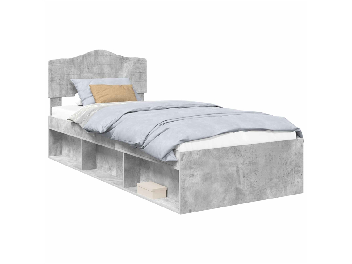 Estrutura da Cama com Cabeceira Cinza Concreto 90x190 cm MAISON EXCLUSIVE