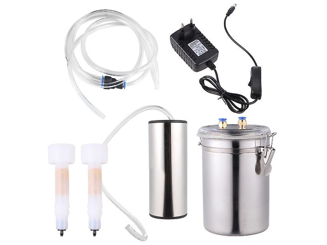 Máquina de Ordenha Elétrica 2 Litros para Cabras, com Balde de Aço Inoxidável, Bomba de Sucção a Vácuo e Plugue Europeu BRILVIBERA