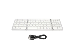 Aetheria teclado Bluetooth Triplo Dobra Conexão Múltiplos Dispositivos Sem Fio Prata e Branco