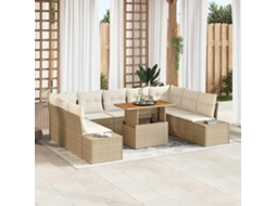 Vidaxl Conjunto De Sofá De Jardim 10 Unid. Bege Rattan Sintético