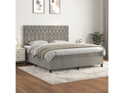 Vidaxl Cama Com Molas/colchão 160x200 Cm Veludo Cinzento-claro