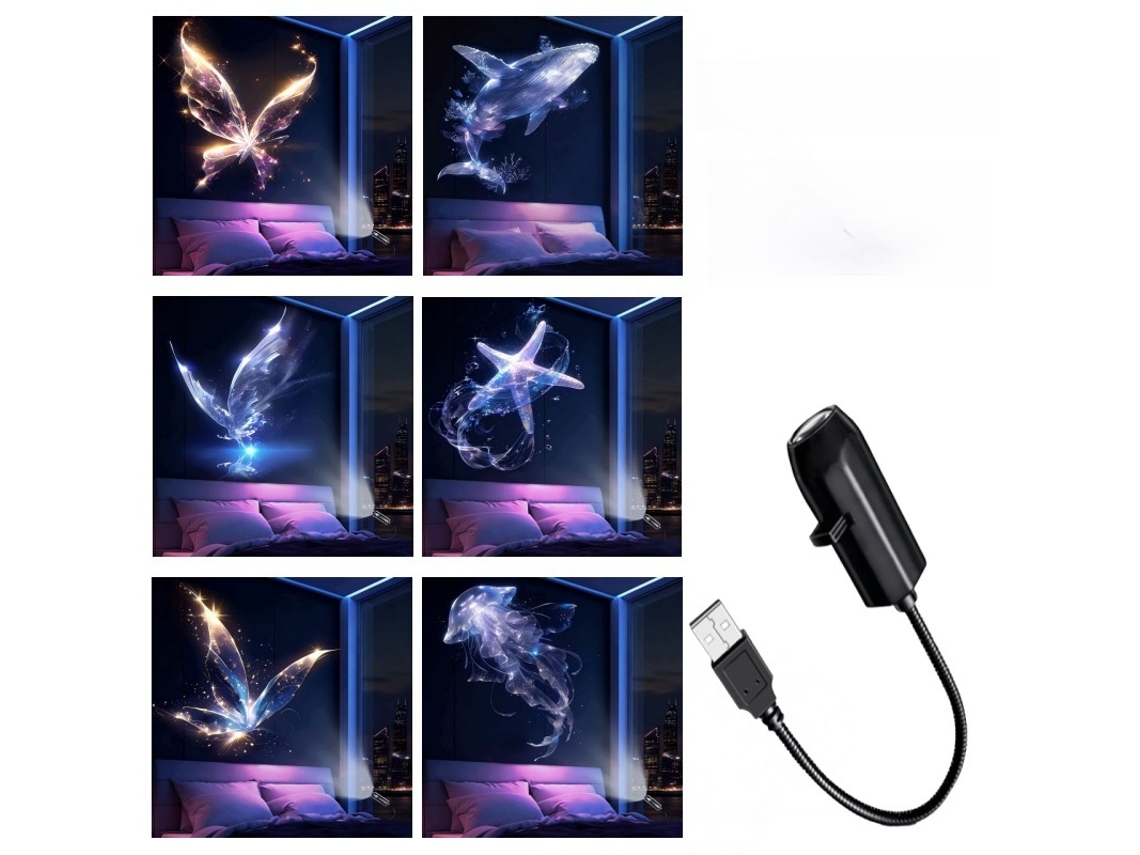 Projetor De Oceano Teto Luz Noturna Pequena 2 Em 1 Mini Preto 6 Discos