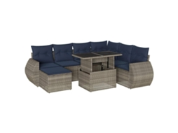 Conjunto de Sofá de Jardim, 8 Peças, Almofadas, Rattan Cinza MAISON EXCLUSIVE
